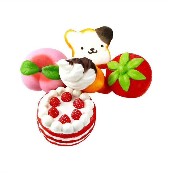 5 Super Cute Soft Slow Rising Jumbo Cake Bread Squeeze Toys